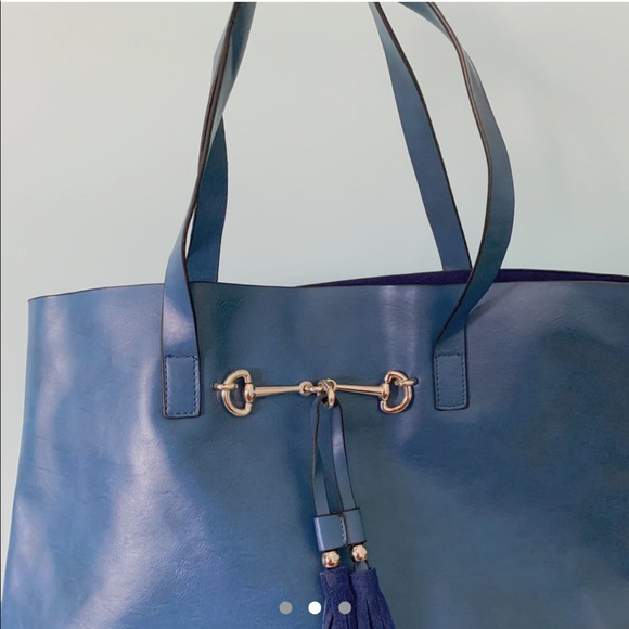 Blue Spacious Tote Bag - Picture 2 of 3